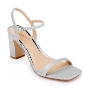 Badgley Mischka  Danni Ii Heeled Sandal, Silver Fabric  Women Size 8.5 M   NEW